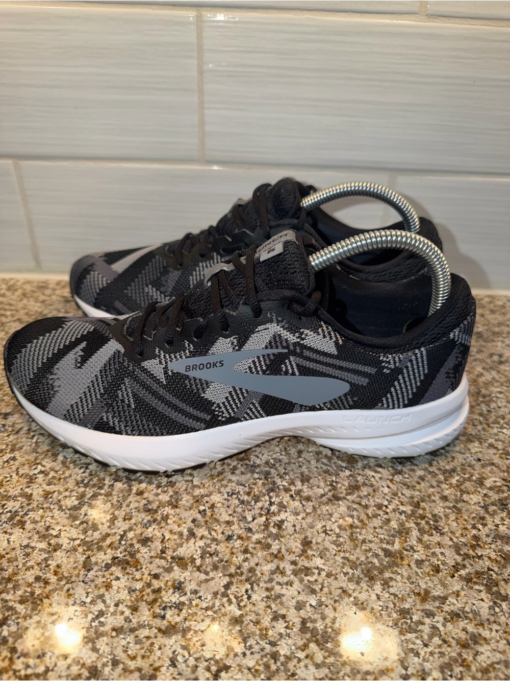Brooks Black & Gray Mesh Trainer Sneakers
